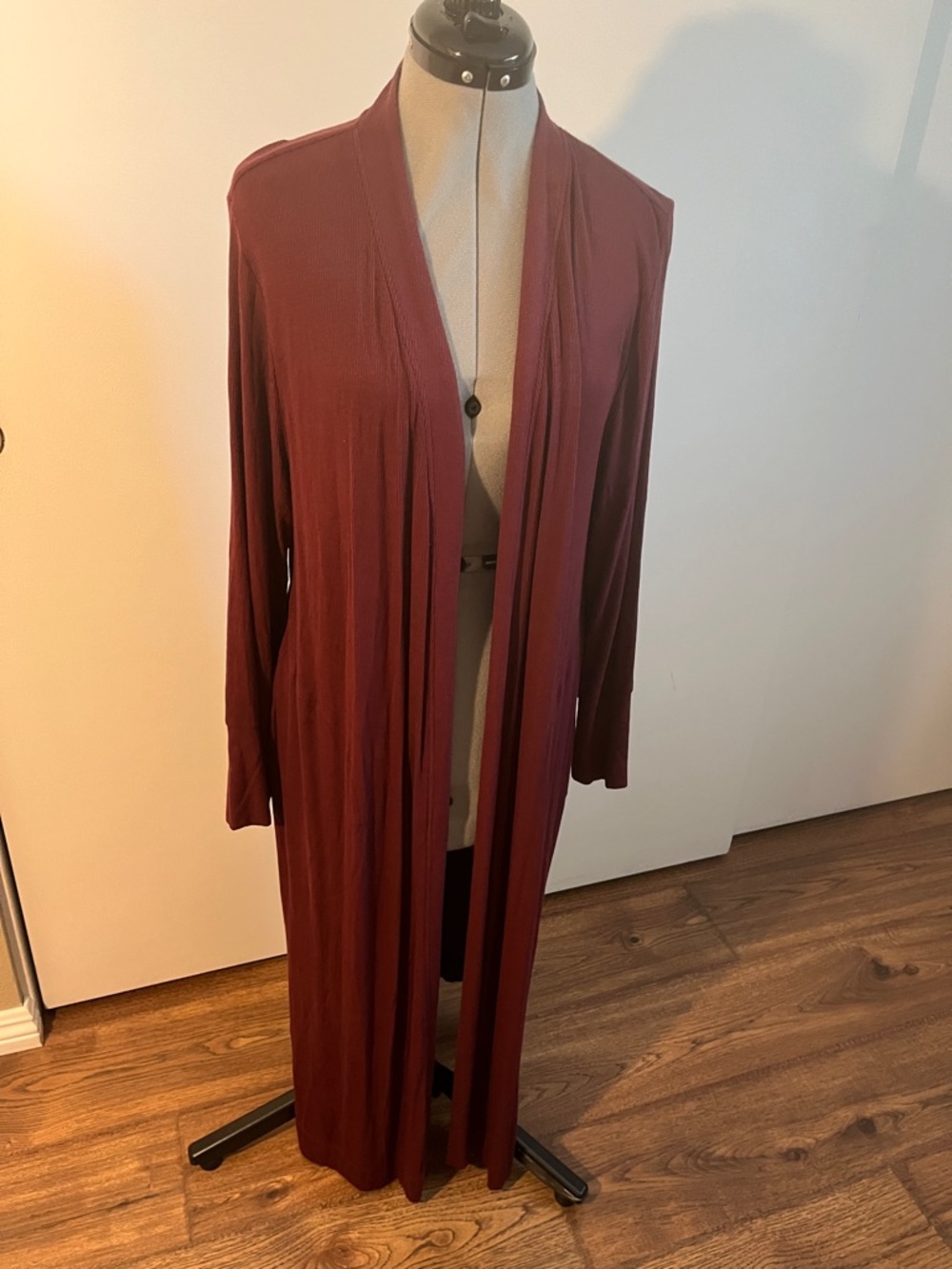 Soma Burgundy Open-Front Draped Cardigan